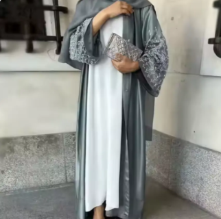 Pearl Dubai Abaya with Handcrafted Beaded Dress (One Piece)
